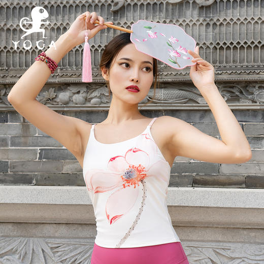 壁虎瑜伽【雪莲】印花聚拢吊带背心 （有胸垫）清仓不退不换 商品图0