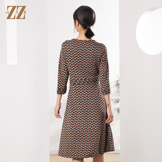 佐尔美秋季新款 V领7分袖小碎花连衣裙E21LL04 商品图4