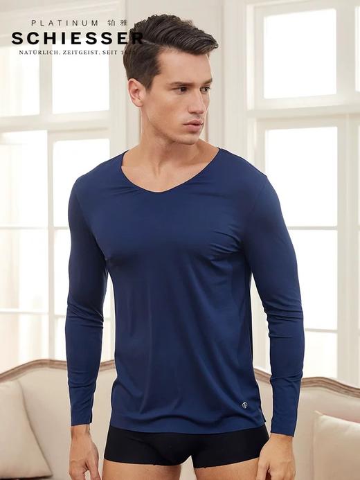 【超细莫代尔】SCHIESSER德国舒雅内衣男士高端铂雅超细莫代尔秋衣单上衣薄款保暖95/16086Q 95/16087Y 商品图0
