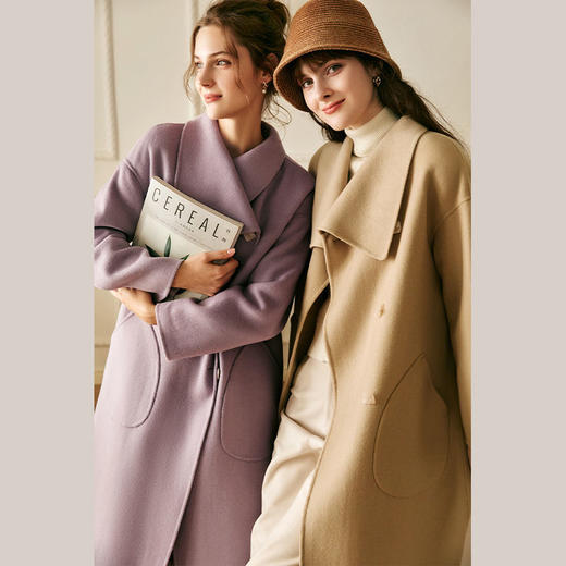 OLrain欧芮儿法式双面呢毛呢外套女冬季2025新款气质复古羊毛大衣 商品图2