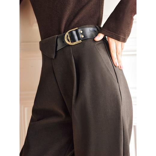 OLrain欧芮儿法式咖色休闲裤女秋冬2024年新款高腰直筒锥形小脚裤 商品图1