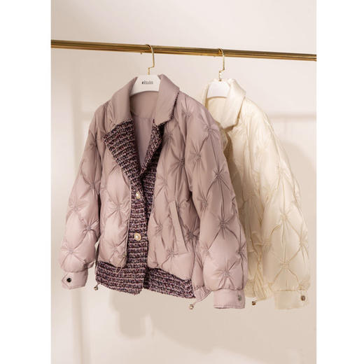 OLrain欧芮儿宽松长袖羽绒衣羽绒服女短款杏色黑色 商品图8