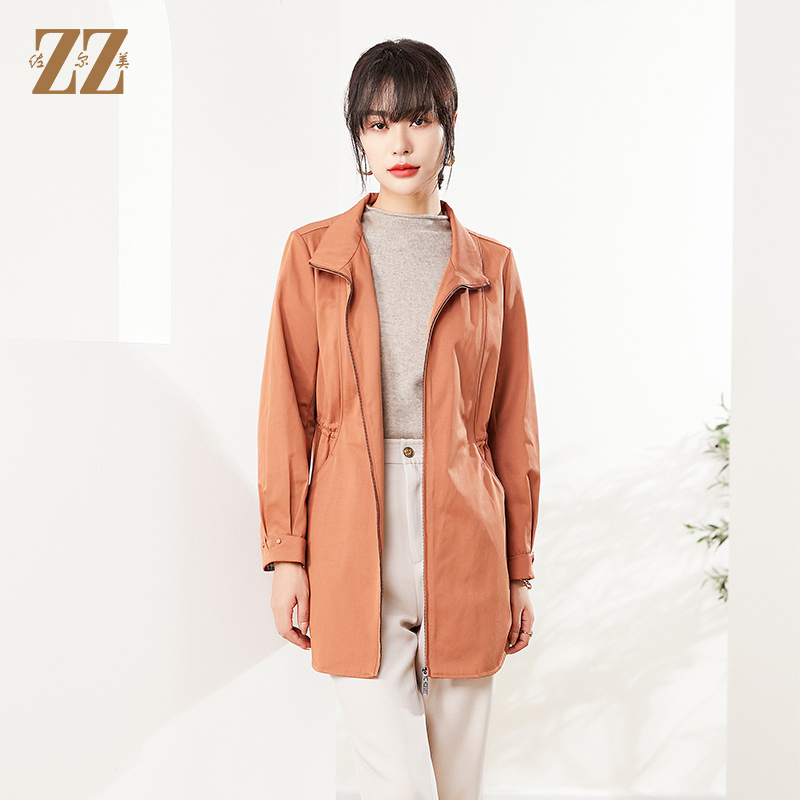 秋季新款 纯色简约气质时尚中长风衣E21FZ16