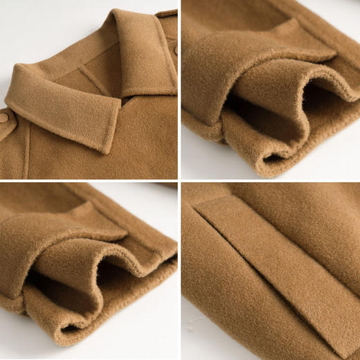 欧芮儿驼色双面毛呢外套女秋冬新款2021宽松显瘦气质羊毛中长大衣 商品图7