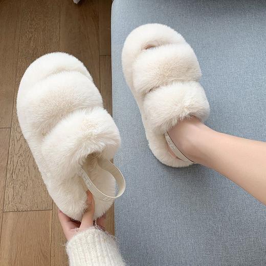 毛毛拖鞋女秋冬新款韩版厚底外穿时尚百搭一字夏季棉拖鞋 商品图1