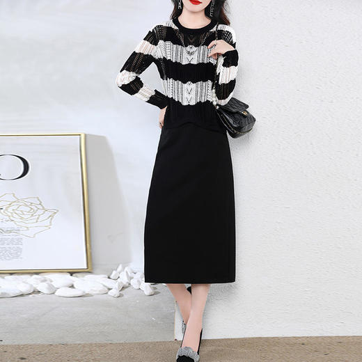 HRFS-WXC859女神范长袖衬衫半身裙两件套 商品图1