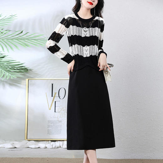 HRFS-WXC859女神范长袖衬衫半身裙两件套 商品图0