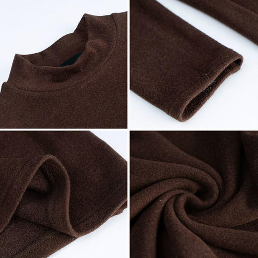 欧芮儿半高领T恤女秋冬新款2021修身显瘦纯色双面绒内搭打底上衣 商品图7