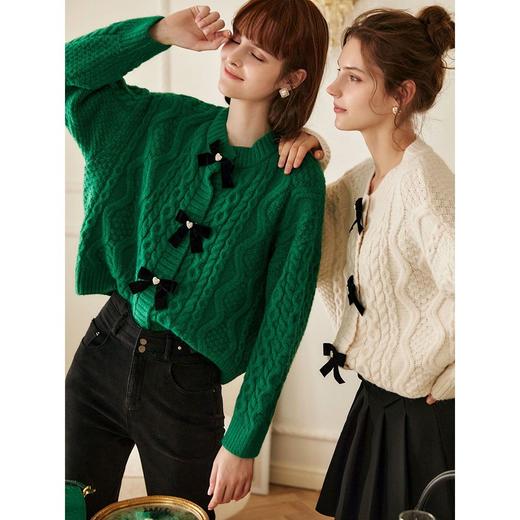 欧芮儿开衫毛衣外套女秋冬新款2021宽松显瘦时尚复古针织麻花上衣 商品图4