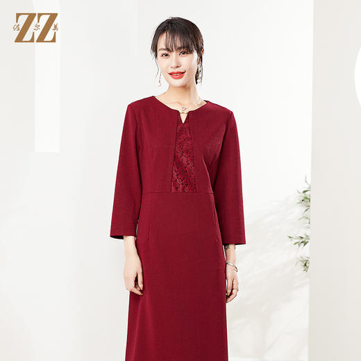 佐尔美夏季新款 气质蕾丝红色蓝色连衣裙女E21LL13 商品图0
