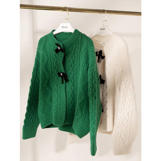 欧芮儿开衫毛衣外套女秋冬新款2021宽松显瘦时尚复古针织麻花上衣 商品图6