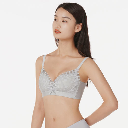 都市丽人聚拢升杯聚拢杯B杯常规内衣蕾丝中厚3/4杯文胸三排扣无钢圈LB25K1 商品图1