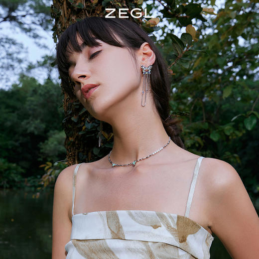 ZEGL设计师青绿绮梦系列新中式爱心项链女轻奢小众设计锁骨链配饰 商品图4