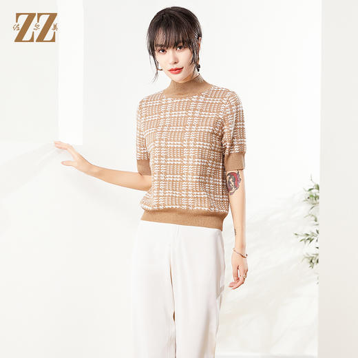 佐尔美2022秋季新款 时尚气质百搭黑色咖啡色中袖羊毛衫女E14MS16 商品图3