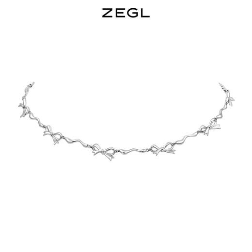 ZEGL设计师新中式串珠叠戴项链女轻奢小众2023年新款蝴蝶结多巴胺穿搭锁骨链 商品图2
