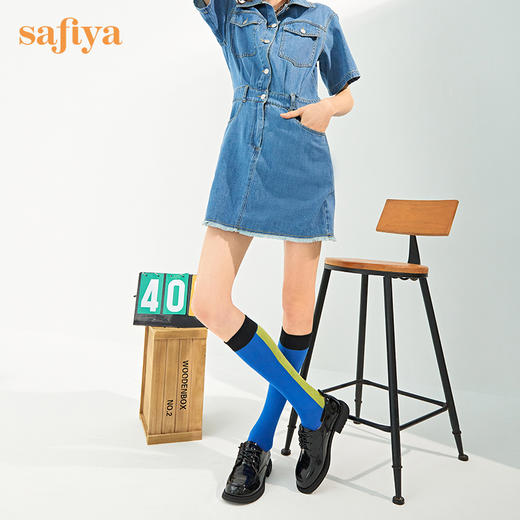 Safiya/索菲娅 女鞋2022年秋季新款英伦娃娃头百搭复古系带小皮鞋 SF23112520 商品图5