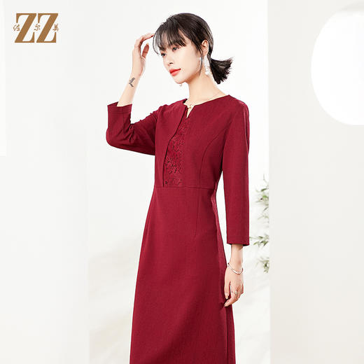 佐尔美夏季新款 气质蕾丝红色蓝色连衣裙女E21LL13 商品图3