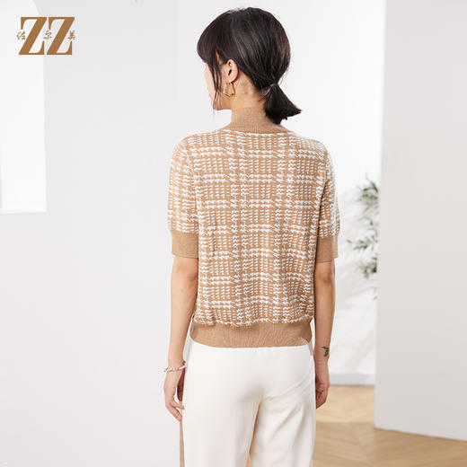 佐尔美2022秋季新款 时尚气质百搭黑色咖啡色中袖羊毛衫女E14MS16 商品图4