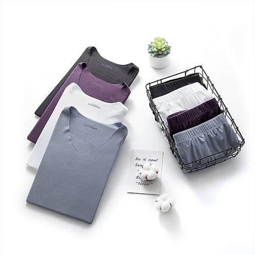 【NEW MIMI莫代尔随型裁】SCHIESSER德国舒雅/铂雅保暖内衣男铂雅莫代尔无痕V领长袖白色单件秋衣薄款95/5485Q 可点击详情页最下方链接选择配套裤子 商品图2