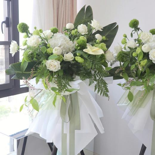氧气葱翠-白绿色开业花篮一对 商品图2