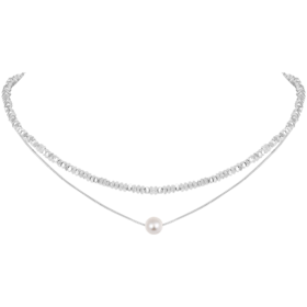 ZEGL碎银几两叠戴项链女生轻奢小众高级设计感人鱼姬珠双层锁骨链