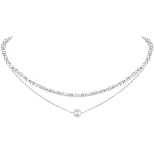 ZEGL碎银几两叠戴项链女生轻奢小众高级设计感人鱼姬珠双层锁骨链 商品图0