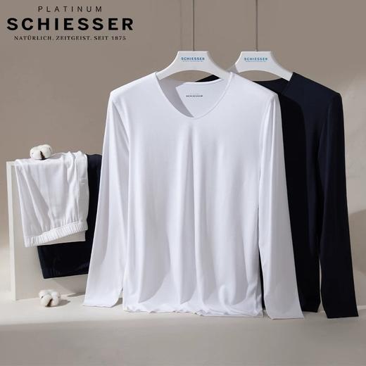 【椰油】SCHIESSER德国舒雅保暖内衣 男士莫代尔V领无痕纯色青年打底长袖上衣薄款保暖（单上衣）95/19147Q 请点击详情页最下方链接选择 配套上衣95/19148Y 商品图1