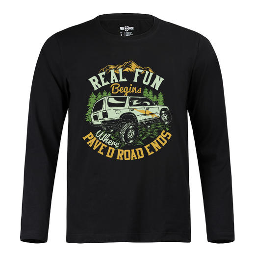 自由基地男装丛林越野风系列图案团队队服长袖T恤衫秋冬情侣休闲 NMT-1903 商品图1