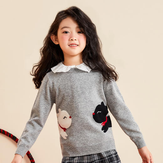 mettekids女童羊绒衫2022秋季新款毛衣儿童洋气卡通薄款针织衫 商品图3