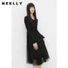 NEELLY纳俪商场同款抽绳显瘦针织衫拼接网纱连衣裙女中长款A字裙N22101Y01020 商品缩略图2