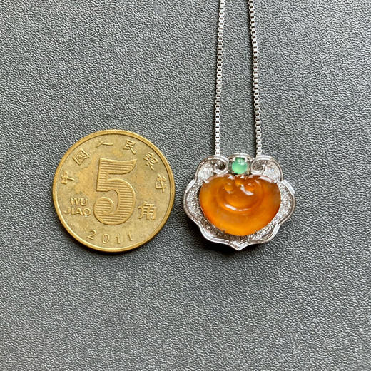 高冰到玻璃种黄翡芬达色如意18k白金钻石镶嵌 商品图5