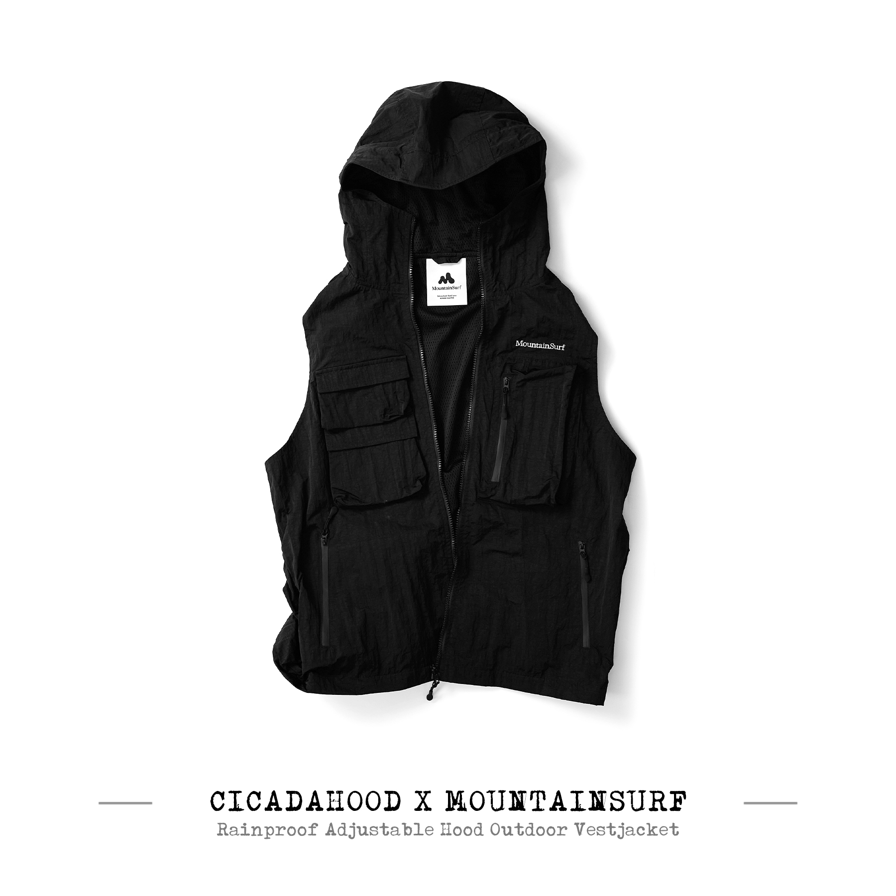 Cicadahood X MountainSurf山系户外 防雨可调节兜帽 山系露营马甲 无性别