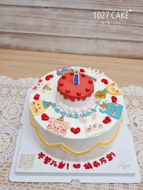 1027CAKE | 手绘蛋糕 小动物 （做小尺寸会减少几只小动物）