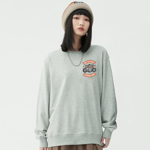 自由基地男装机车风系列图案设计圆领套头卫衣情侣合体毛圈料服装 NMT-1896 商品图0