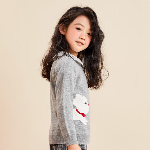 mettekids女童羊绒衫2022秋季新款毛衣儿童洋气卡通薄款针织衫 商品图4