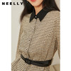 NEELLY纳俪商场同款撞色领格纹连衣裙女秋季新款单排扣收腰A字裙N22014Y03301 商品缩略图3