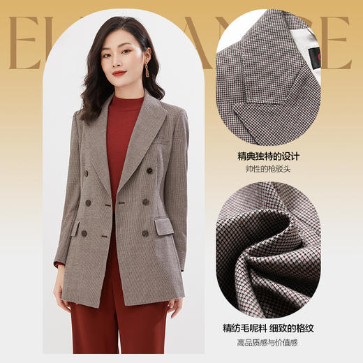 乔万尼羊毛呢西装外套女新款英伦风小个子收腰设计EF3B812 商品图2