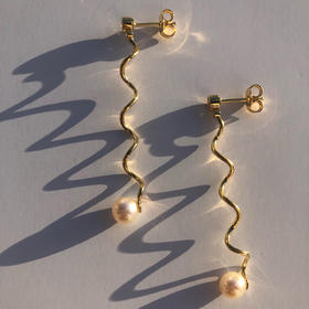 北京仓｜CHARLOTTE LEBECK-Beha-珍珠 波浪 耳环［丹麦设计师］