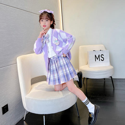 女童套装2022新款韩版儿童洋气时髦裙子小女孩春秋洋气jk裙三件套PJX-DX3758 商品图2