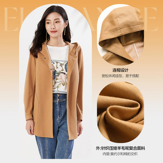 乔万尼羊毛呢外套女春季新款风衣EF3B802 商品图1