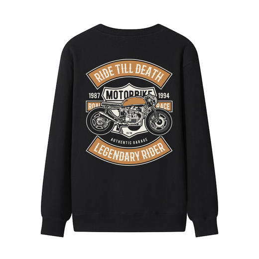 自由基地男装机车风系列图案设计圆领套头卫衣情侣合体毛圈料服装 NMT-1896 商品图3