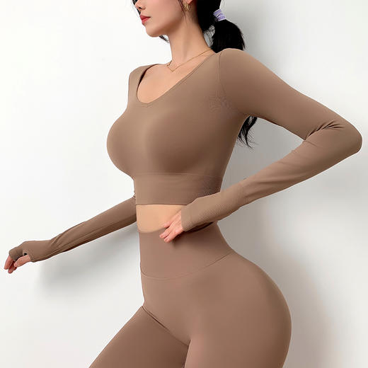 跃牌【化蝶双飞】系列修身性感瑜伽服长袖T恤女速干透气跑步运动显瘦健身服SYFMS0119（不带胸垫） 商品图2