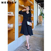 NEELLY纳俪秋季针织拼接连衣裙女气质翻领收腰中长款裙子时尚百搭N22084Y06617 商品缩略图1