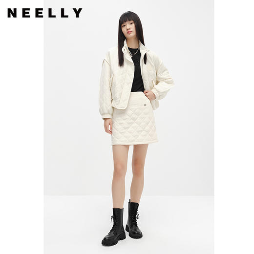 NEELLY纳俪商场同款立领短款外套女菱格显瘦休闲短款上衣百搭冬季N22101K01029 商品图1