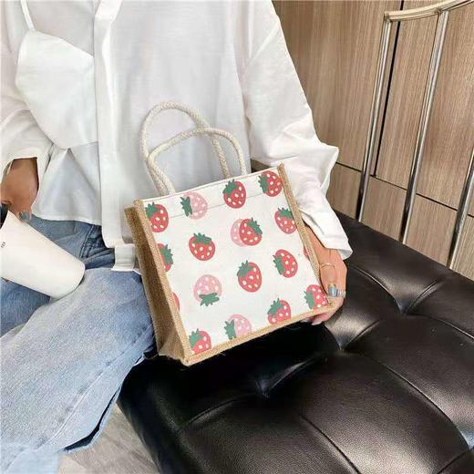 编织小包包女2021新款韩版棉麻帆布包简约时尚休闲大学生手提包包 商品图1