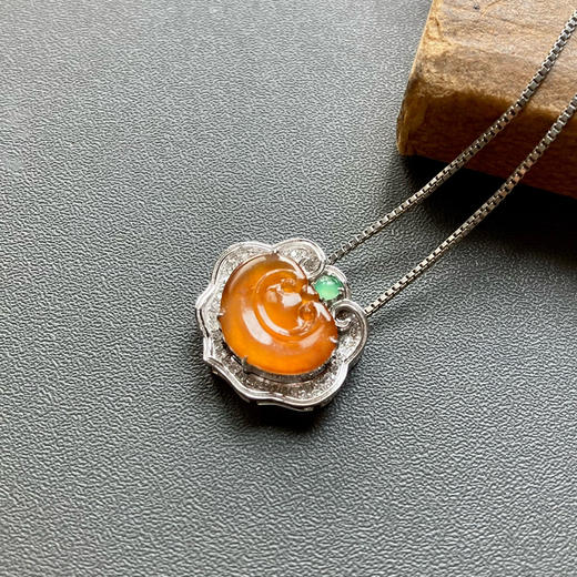 高冰到玻璃种黄翡芬达色如意18k白金钻石镶嵌 商品图3