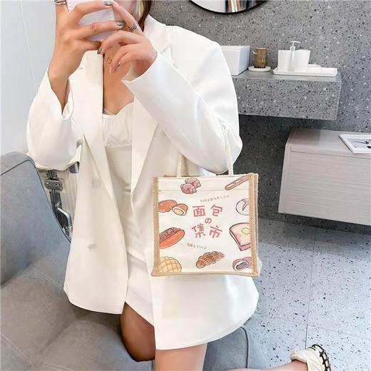 编织小包包女2021新款韩版棉麻帆布包简约时尚休闲大学生手提包包 商品图2