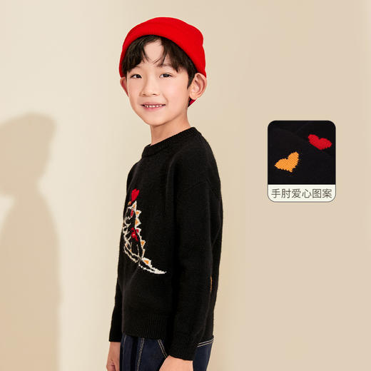 mettekids儿童羊绒衫秋冬新款童装毛衣男童女童卡通黑色针织 商品图3