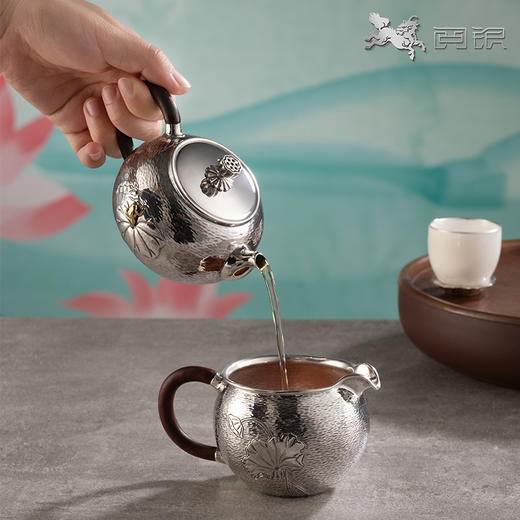 阅银 茶具《蛙声一片》银公道杯999足银手工茶器茶杯茶壶 商品图5