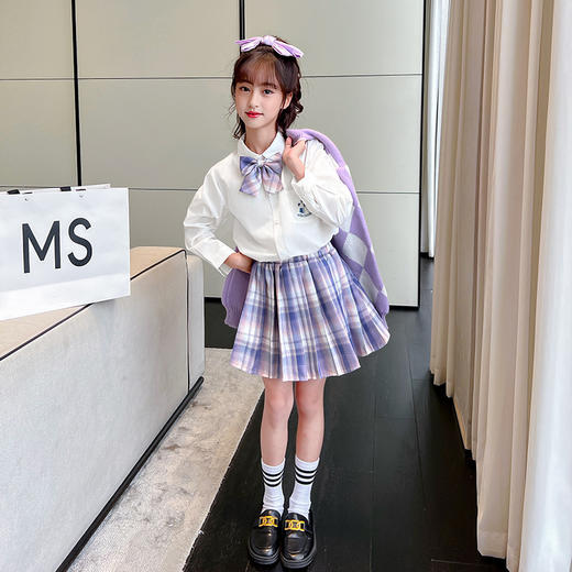 女童套装2022新款韩版儿童洋气时髦裙子小女孩春秋洋气jk裙三件套PJX-DX3758 商品图3